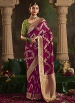 Pure Dola Silk Magenta Wedding Wear Weaving  Saree